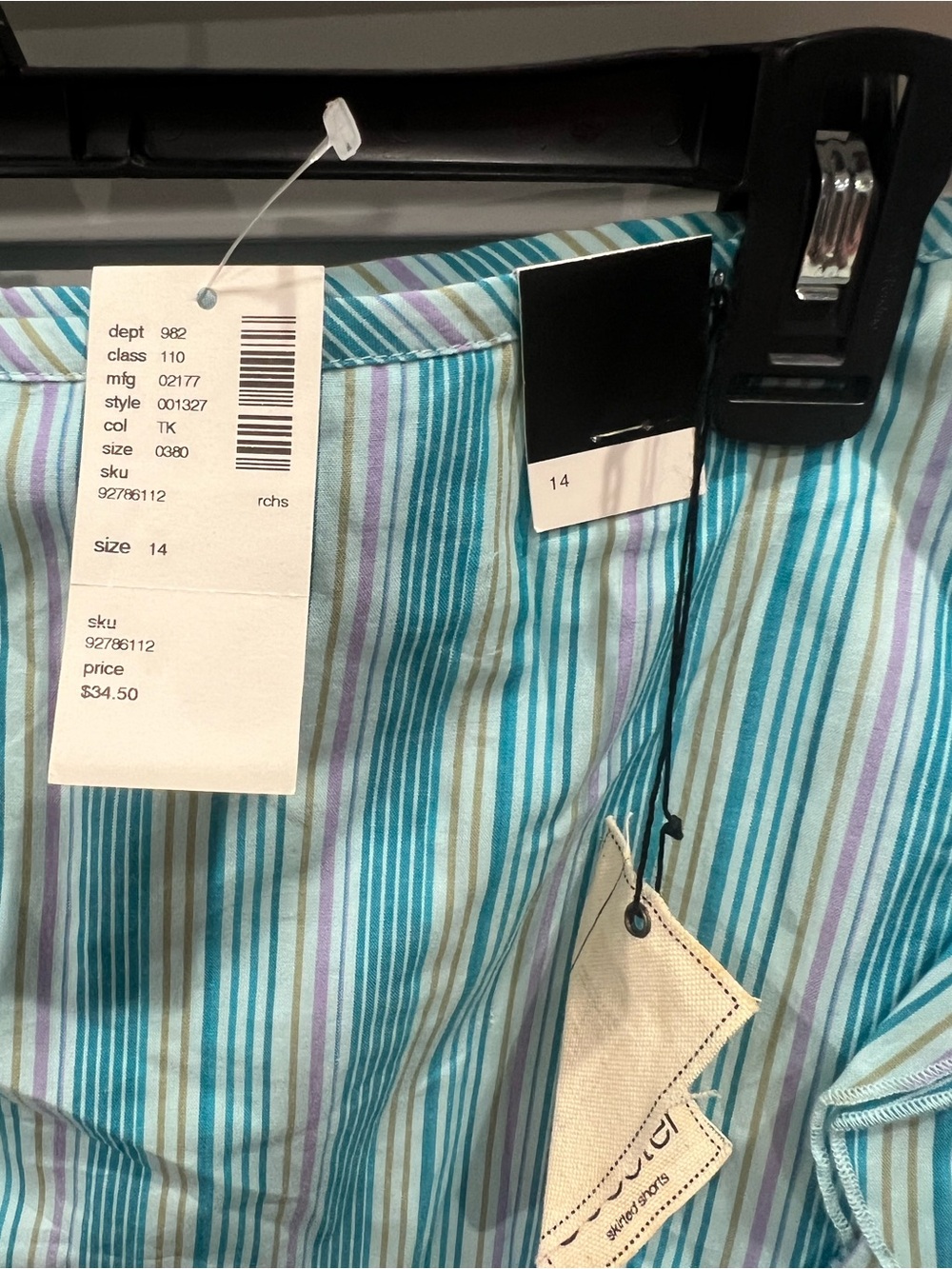Lane Bryant Aqua, White and Teal Striped Ruffle Skort - Picture 2 of 5